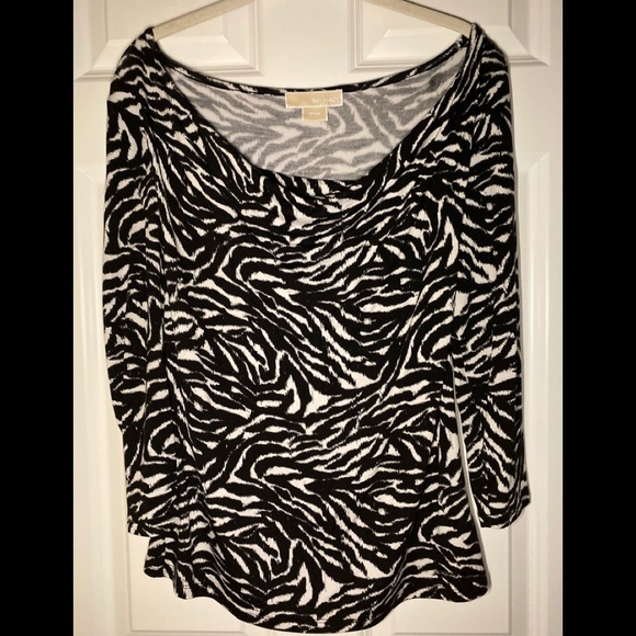 Michael Kors Black and White Zebra Print Top - Picture 1 of 8